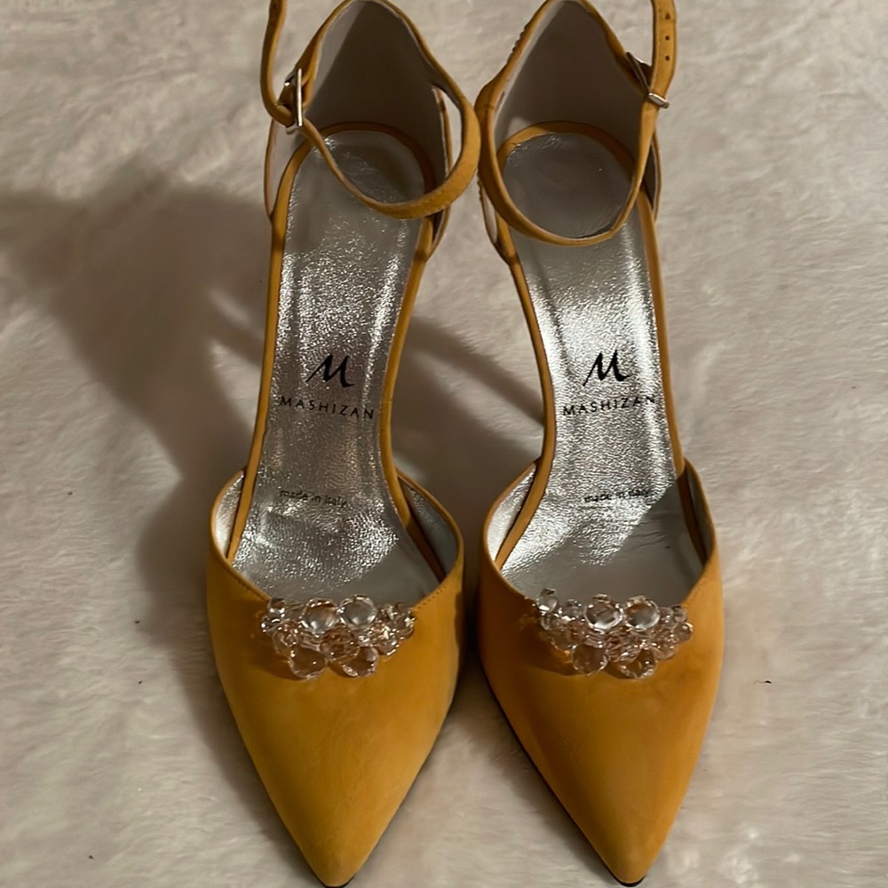 Brand new but no tags Mashizan jewel mustard heels